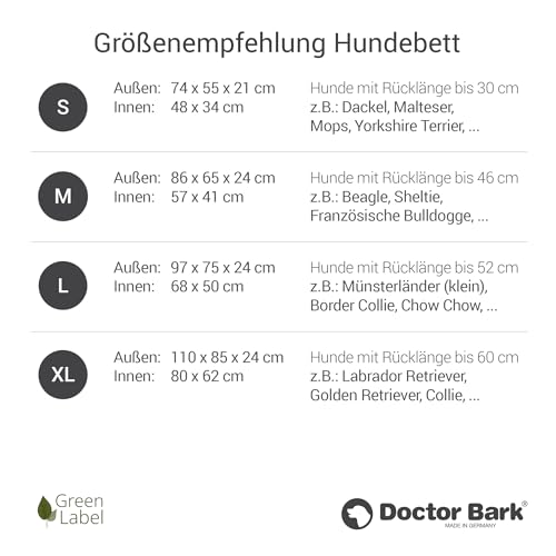 Doctor Bark Hundebett Mittelgroße Hunde - Hundekörbchen Flauschig und Weich - Waschbar, Strapazierfähig, Kuschelig - Made in Germany - GreenLabel (L - 97x75 cm, Hellgrau)