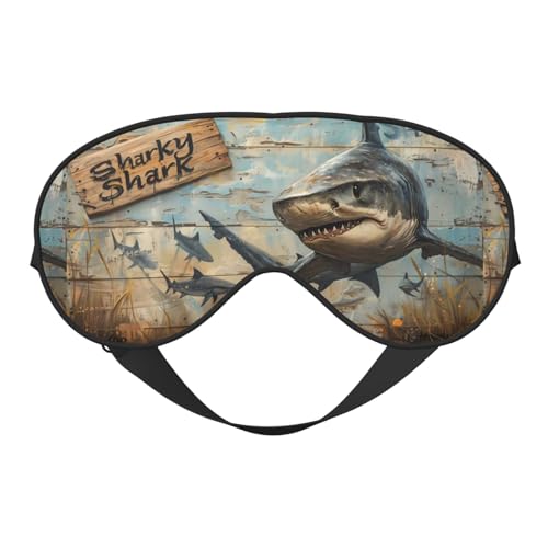 Wood Grain Shark Sleep Mask, Eye Masks for Sleep Double-Sided, Sleep Masks for Women Men, Blackout Eye Covers for Sleeping, Travel
