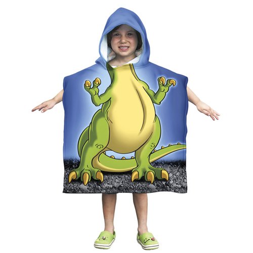 Dawhud Direct Kids Super Soft Plush T-Rex Dinosaur Cotton Hooded Poncho Bath Beach