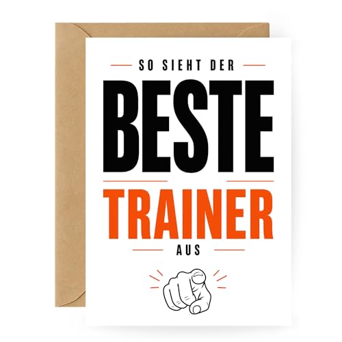 3Käsehoch Grußkarte Trainer So sieht der beste Trainer aus Karte Danke Karte zum Abschied oder Geburtstag lustige Dankeskarte für Verein Coach Geschenk mit Umschlag