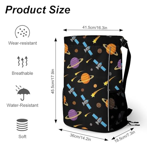 Drawstring Backpack for Women, Galaxy Space Astronaut Portable Lightweight Sports Gym Bag, Elegant Reusable String Backpack for Yoga, Camping2