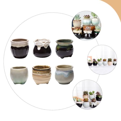 Pots à plantes en céramique Milisten lot de 6 avec trou de drainage style aléatoire