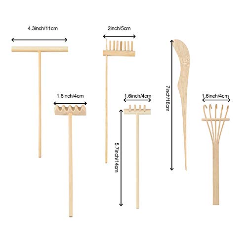 Zoenhou 24 Pcs Mini Zen Garden Rake Tools, Zen Garden Bamboo Sand Rake Set, Meditation And Stress Relief Zen Garden Accessories For Diy Home Office Tabletop Decor #TOP1