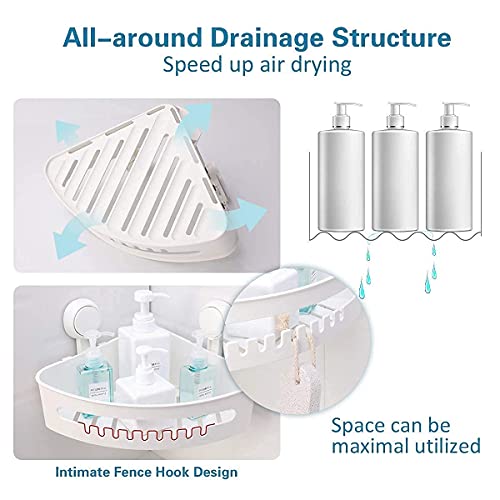 Taili Bathroom & Kitchen Suction Cup Storage Basket Set Pack Of 2 Wall Mounted Organizer For Shampoo,Soap, Conditioner, Shower Caddy Drill-Free With Vacuum Suction Cup For Kitchen & Bathroom #TOP4