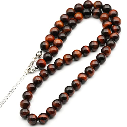 Natural Red Tiger Eye Beaded Choker, Genuine Red Crystal Necklace, Fancy Gemstone Choker, 8mm Beads, Unique Fashion Jewelry, Healing Crystal Chakra Necklace, Durable Necklace, Capricorn Necklace