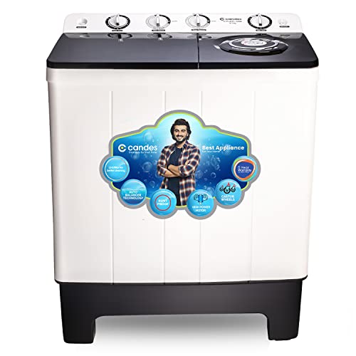 Candes 8.5 kg washing machine semi automatic | 5 Year Warranty on Moter | Multi Washing Method | Low Water Conusmption | (CTPL85PL1SWM), Black White