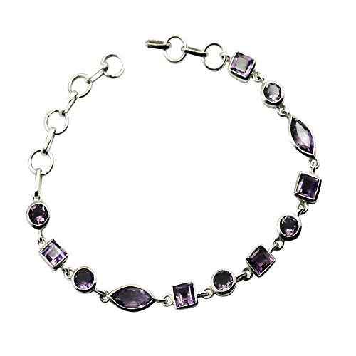 Bracelet améthyste 925 pour femme cadeau d'anniversaire idéal 8 pouces