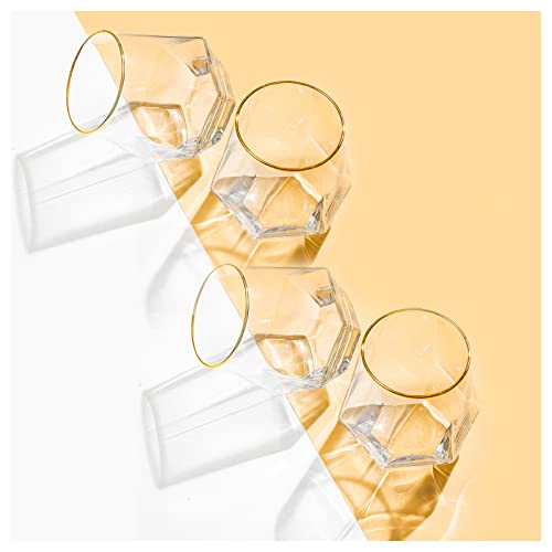 XKXKKE Diamond Wine Glasses Set of 4, 10 OZ Modern...