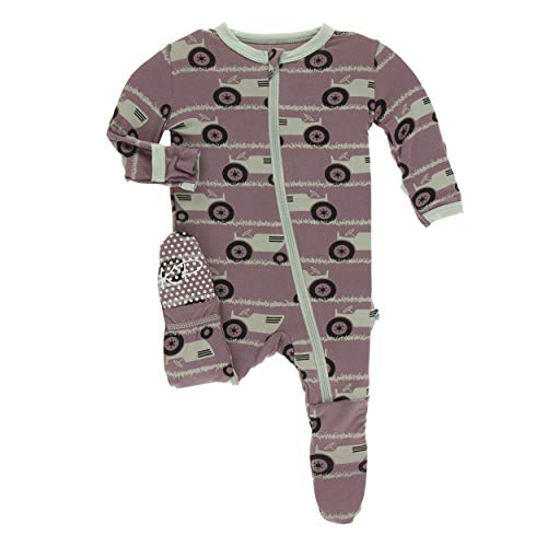 Image of KicKee Pants Print Footie with Zipper (Aloe Bears and Treeline