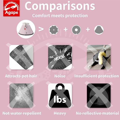 Image of Agape Soft Dog Cone for Small Dogs & Cats, Recovery Collar to Stop Licking | Comfy E-Collar Alternative for Puppies, Adjustable Cloth Cone After Surgery, Protective Neck Cone for Kittens, Washable