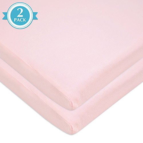 Image of American Baby Company 2 Pack 100% Natural Cotton Fitted Cradle /Bassinet Sheets 36 inch x 18 inch - Soft, Breathable & Hypoallergenic Bed Sheets, Baby Pink, Neutral for Boys & Girls