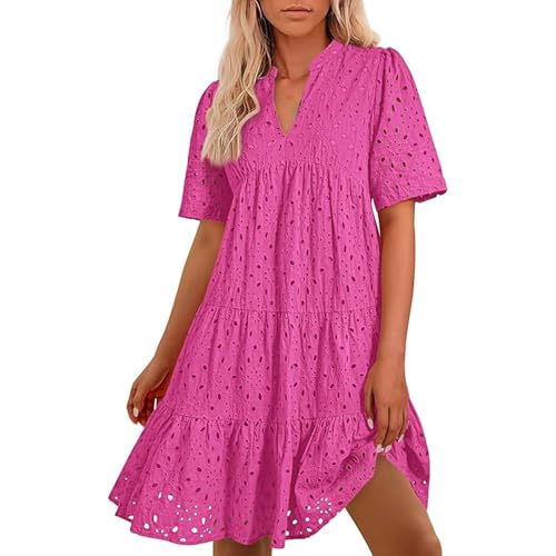 Robe d'été femme chic et élégante en jacquard plissé FNKDOR