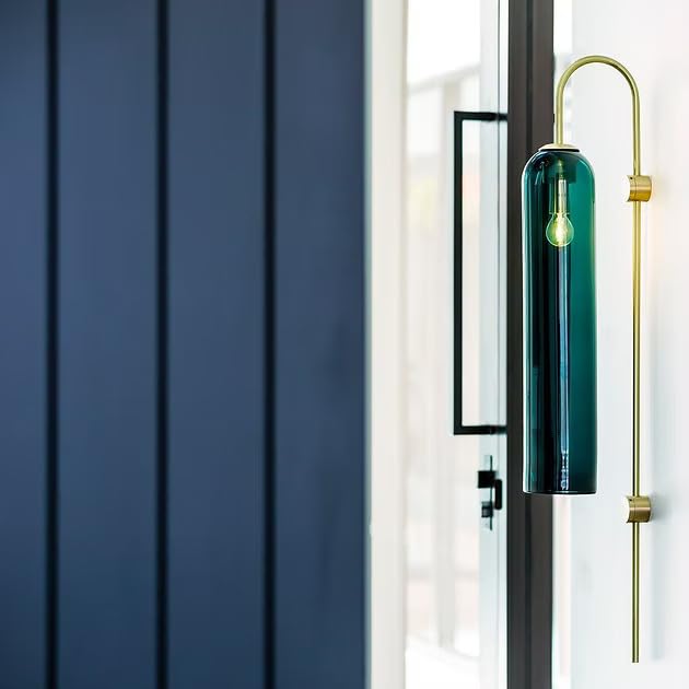 Image of Green Long Glass Wall Light | Bottle Green Copper Metal Wall Lamp Fixture | Decorative Lighting for Living Room Bedroom Dining Cafe Bar Restaurant | Modern Home Decor | Without Bulb