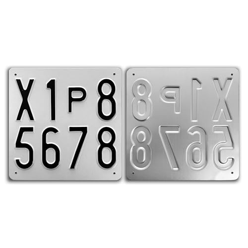 Fratelli Mondello Replica Targa Auto di Prova in Alluminio Rifrangente con Rilievo Battuto, Angoli Smussati, Buchi e Bordo Nero Opzionali - Targa Decorativa