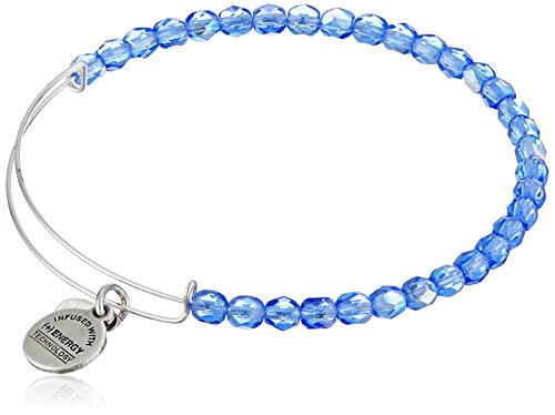 Alex and Ani Women's Midnight Rock Candy Beaded Bangle Rafaelian Silver-Tone Bangle Bracelet One Size, 2.75