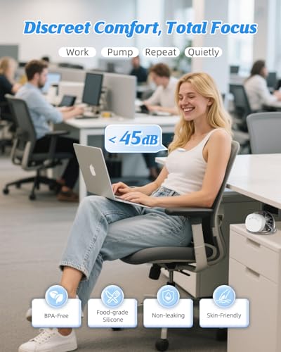 ANWIKE Hands Free Breast Pump Ultra-Light 230g, Wearable Breastfeeding Pump Portable for Travel and Work, Low Noise, Ergonomic 135° Flange, 9 Levels 4 Modes with 19/21mm Flange Inserts (White 2 Pack) - Image 4