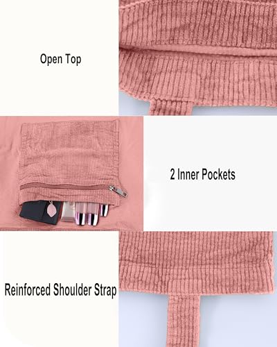 Image of 2026 Corduroy Tote Bag with Zipper Large Casual Handbags Shoulder Purse for Women