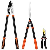 EWPJDK Loppers Hedge Shears & Pruners Combo Set 3-Piece Hedge Clippers, Heavy Duty Tree & Shrub Care Kit for Yard, Lawn & Garden, Professional Branch Cutter Tree Trimmer (Orange)