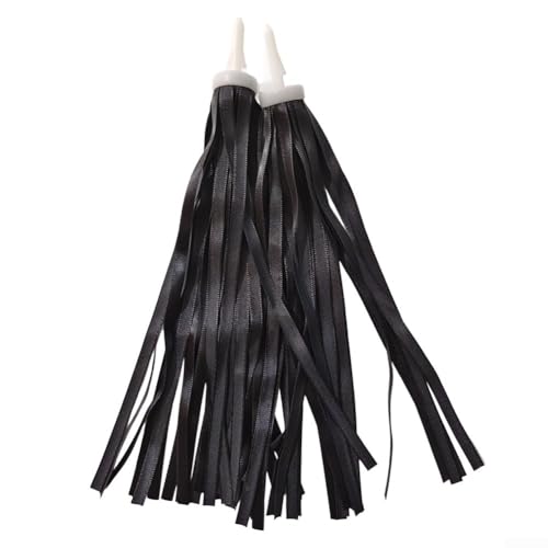 Nappe per manubrio di bicicletta per bambini, con vivaci stelle filanti per scooter e bici da equilibrio, accessori divertenti per danza del vento, coppia (nero)