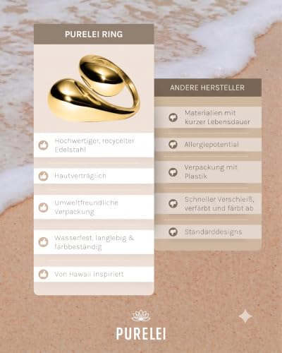 Purelei Swirl Ring – Verstellbarer Statement-Ring aus 14K/18K vergoldetem Edelstahl für Damen, tropfenförmiges Design, wasserfest… – Ansicht 5