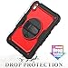 SEYMAC stock Case for iPad (A16) 11th/10th Generation 11''/10.9'' 2025/2022, Full-Body Drop Protection Case with Screen Protector &360° Rotate Hand Strap/Stand, Red+SiliconeBlack