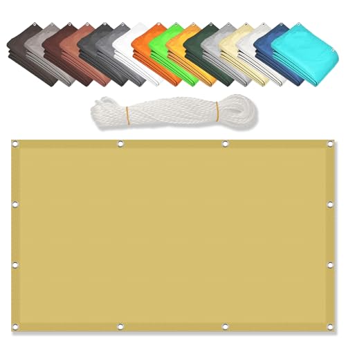 Voile d'ombrage rectangulaire 1.7x1.9m filet de jardin jaune sable avec œillets