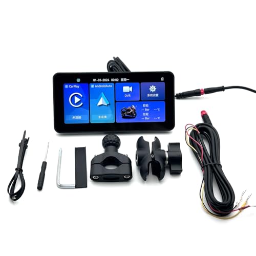 Roxvue Navegador GPS Portátil Inalámbrico para Motocicleta de 6,25 Pulgadas con Pantalla Táctil para Carplay/Android Auto