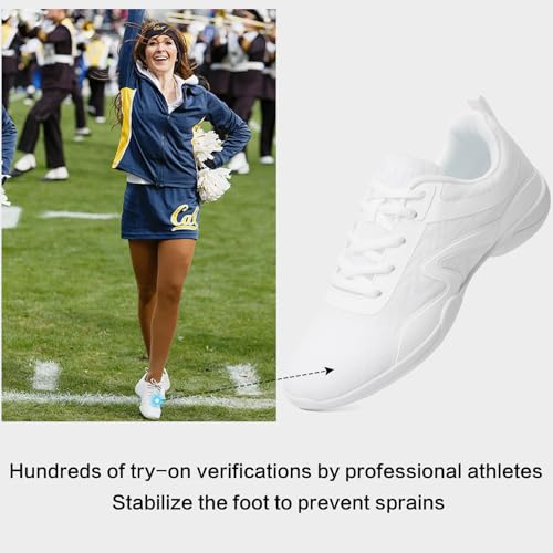 Image of Cheer Shoes for Youth Girls White Cheerleading Athletic Dance Shoes Tennis Sneakers for Competition Sport Training