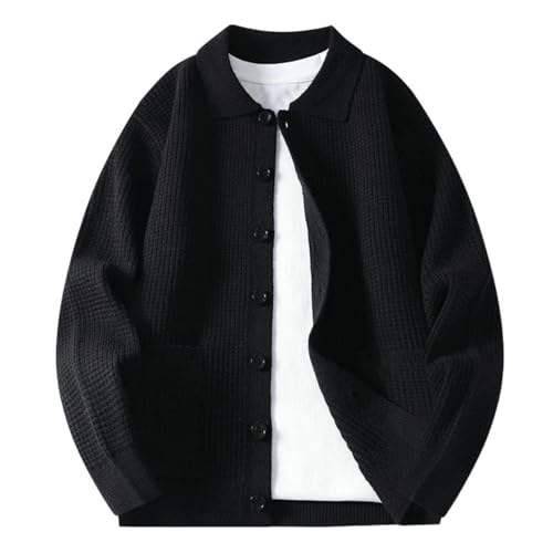 Pull en tricot homme à manches longues coupe droite décontractée unie