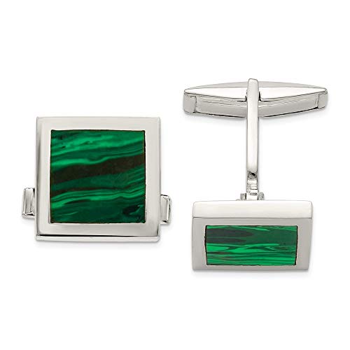 Mancuernillas de Plata Ley 925 con Malaquita