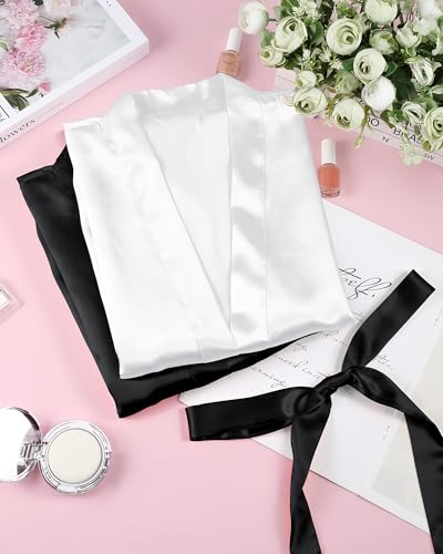 Image of Xtinmee 6 /12pcs Long Satin Kimono Robe, Sleepwear | Bridesmaid Bathrobes, Full Length Loungewear, Silky Cover up, Wedding, Japanese style, Gift-Ready,Bridal Party, Robe Set