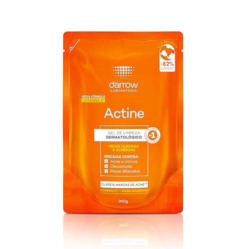 Darrow Actine Gel de Limpeza Dermatológico Facial com Ácido Salicílico, Vitamina C e Lactato de Mentila, Redução de 86% da Acne e -90% Oleosidade Imediatamente, 300g refil
