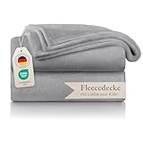 Blumtal Fleecedecke, 150 x 200 cm, Grau, Oeko-TEX® Zertifiziert, Überwurf für Sofa, Cocooning – dick, flauschig, weich und warm – hohe Qualität