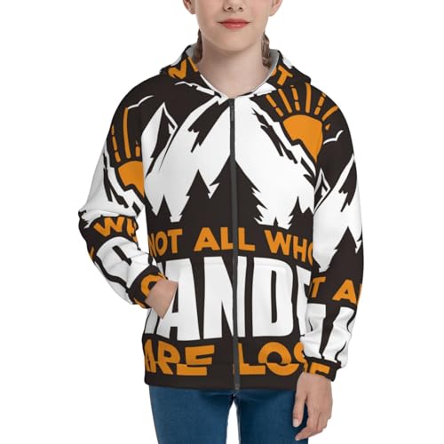 Not All Who Wander Are Lost4 Kid Hoodies Boys Zip Up Sweatshirts Girls Pullover with Pocket3