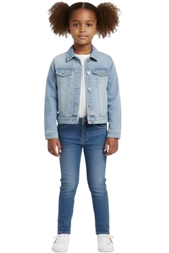 Girls Distressed Denim Jacket, Button Front