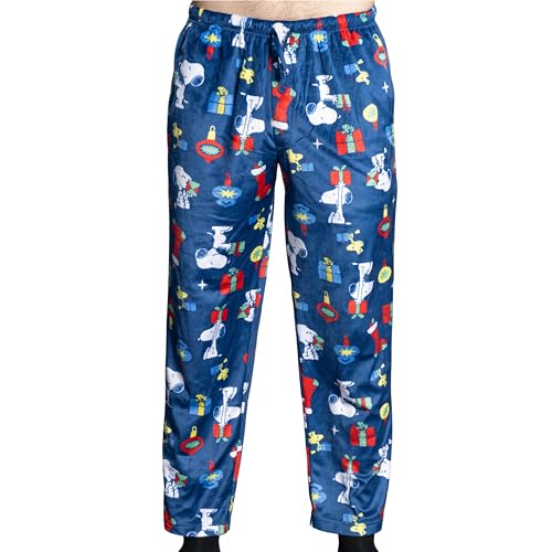 Peanuts Snoopy and Woodstock Christmas Presents All Over Adult Sleep Ultra-Soft Pajamas Lounge Pants - Officially Licensed