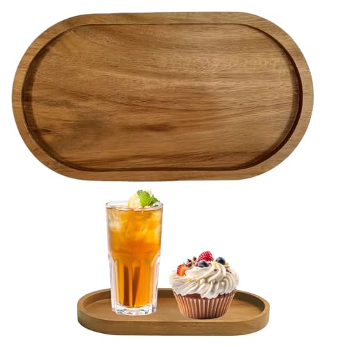 Othrion Oval Wooden Tray, Serving Board, Wood Serving Trays, Serving Platter, Oval Wooden Plates, Small Wooden Tray for Dessert, Snack, Bread, Fruit, Appetiser Dishes (29 x 10.5 CM)