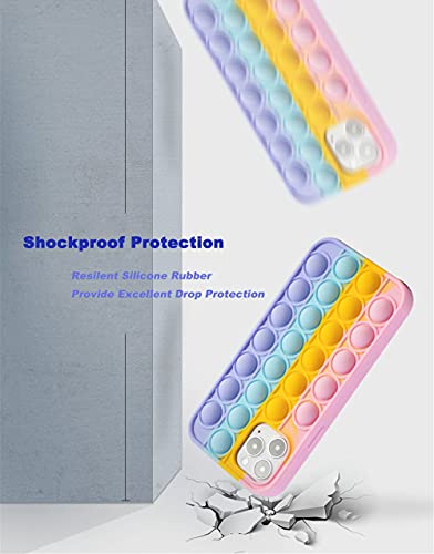 Aupartuds Pop It Phone Case For Iphone 11,Stress Reliever Push Pop Bubble Fidget Toys Cover,Cute Funny Soft Silicone Protective Shell For Iphone 11 6.1 Inch - Rainbow #TOP5