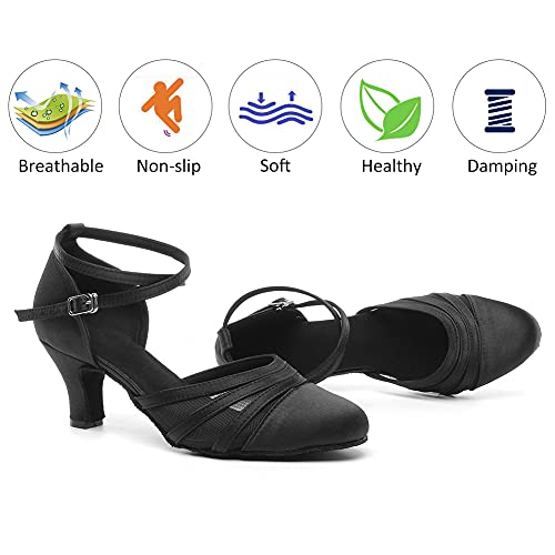 Dkzsyim Women's Latin Ballroom Dance Shoes Close Toe Character Modern Tango Salsa Performance Dancing Shoes,Ycl189-Black-6,Us 8.5 #TOP1