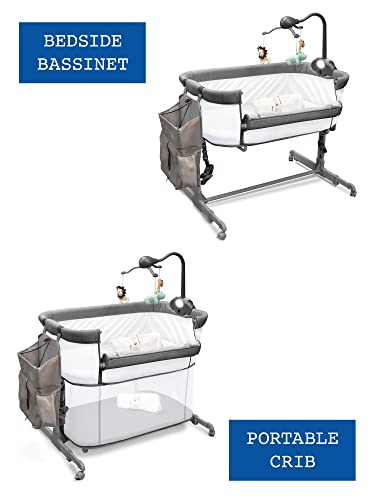 Optimisk 4In1 Bedside Bassinet Sleeper For Baby Girl Or Boy, Portable Bassinet, Baby Crib, Playpen, 4 Bassinet Mattress Sheets, All Mesh, And Usable Up To 12 Months #TOP4