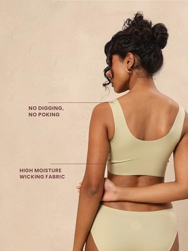 Image of Krvvy Ultrasoft Bralette | Wireless and Seamless Everyday Bra for Women | Full Coverage Slip-On Bralette with Removable Pads | Lightweight Comfort Fit