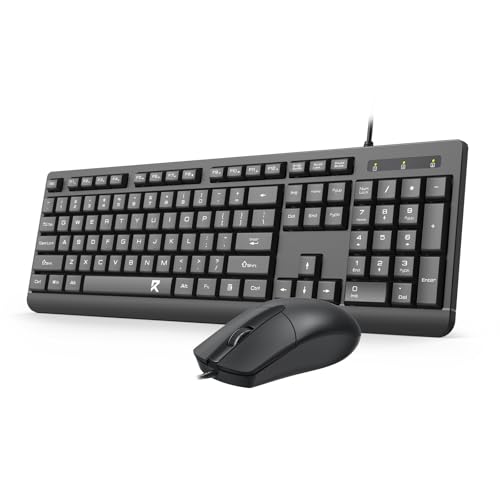 Image of Redragon Quiet Thin Wired Keyboard and Mouse Combo, Large Print, Black