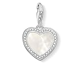 Inklusive Schmuckverpackung THOMAS SABO Damen Charm-Anhänger Herz mit Perlmutt 925er Sterlingsilber 1472-030-14