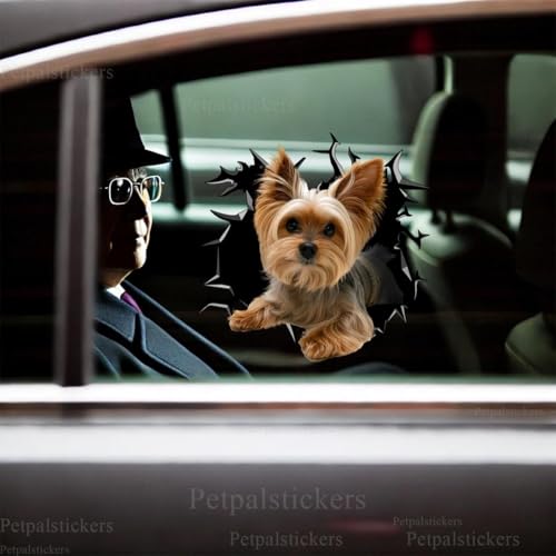 Image of Vinyl Dog Car Decals for Women - Stickers and Gift for Dog Lovers (Yorkie Sticker)