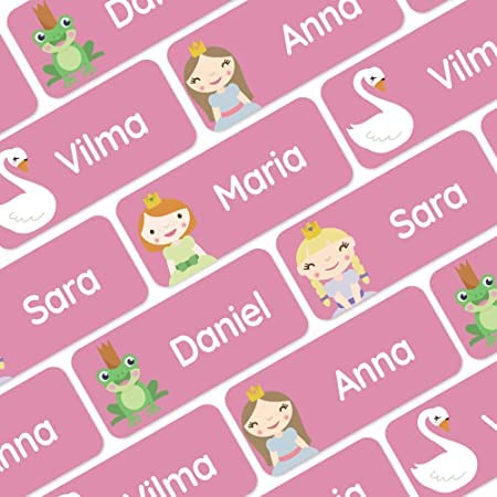 My Nametags® Award-Winning Name Stickers for Clothes & Items | 56 No-Iron, Washable Stick-On Tags for Babies, Kids & Adults | Princess Stickers (Pink)