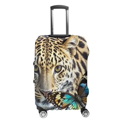 Leopard And Butterfly Printed Luggage Cover Protector, Fits 18-32 Inch Luggage4