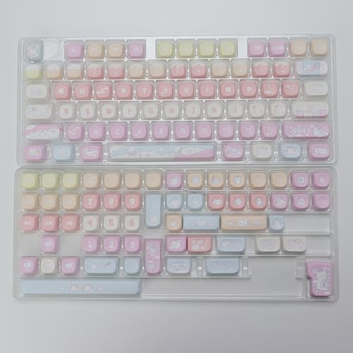 Image of KBDiy Cute Rock Cat Keycaps Set 133 Keys KOA Profile Dye-Sublimation Kawaii Color Keycaps for Cherry Gateron MX Switches Gaming Mechanical Keyboards