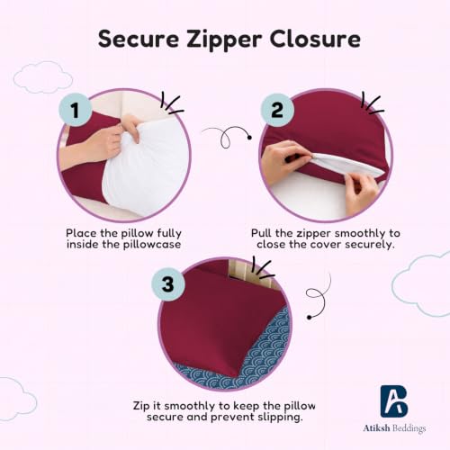 Image of Atiksh Beddings 14x20 Toddler Travel Pillow Cases, Pack of 2, 100% Egyptian Cotton, 600 Thread Count, Zipper Closure, Small Pillowcase for Kids, Daycare, Preschool & Travel, Burgundy
