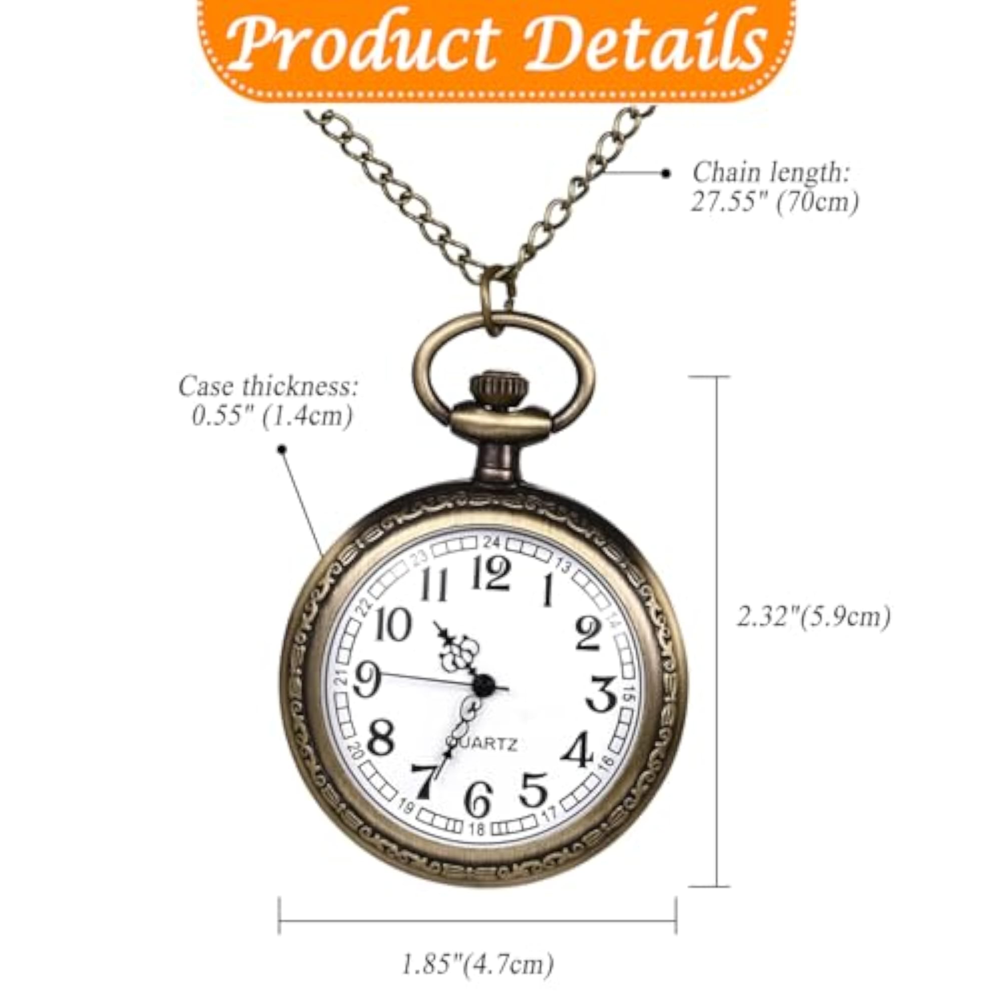 Men's Vintage Retro Bronze Pocket Watch Pendant