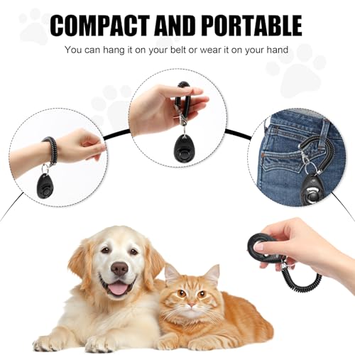 Feirdhoo Hunde Clicker,4 Stück Pet Training Clicker 2*Hundepfeife 2*Hunde Clicker Großem Knopf perfekt für Welpen und Dog Training und Erziehung Auch für Katzen Pferde (Schwarz + Weiß)